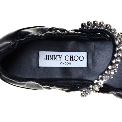 Jimmy Choo Lambskin Crystal Gai Flats 39 Black 14 of 16