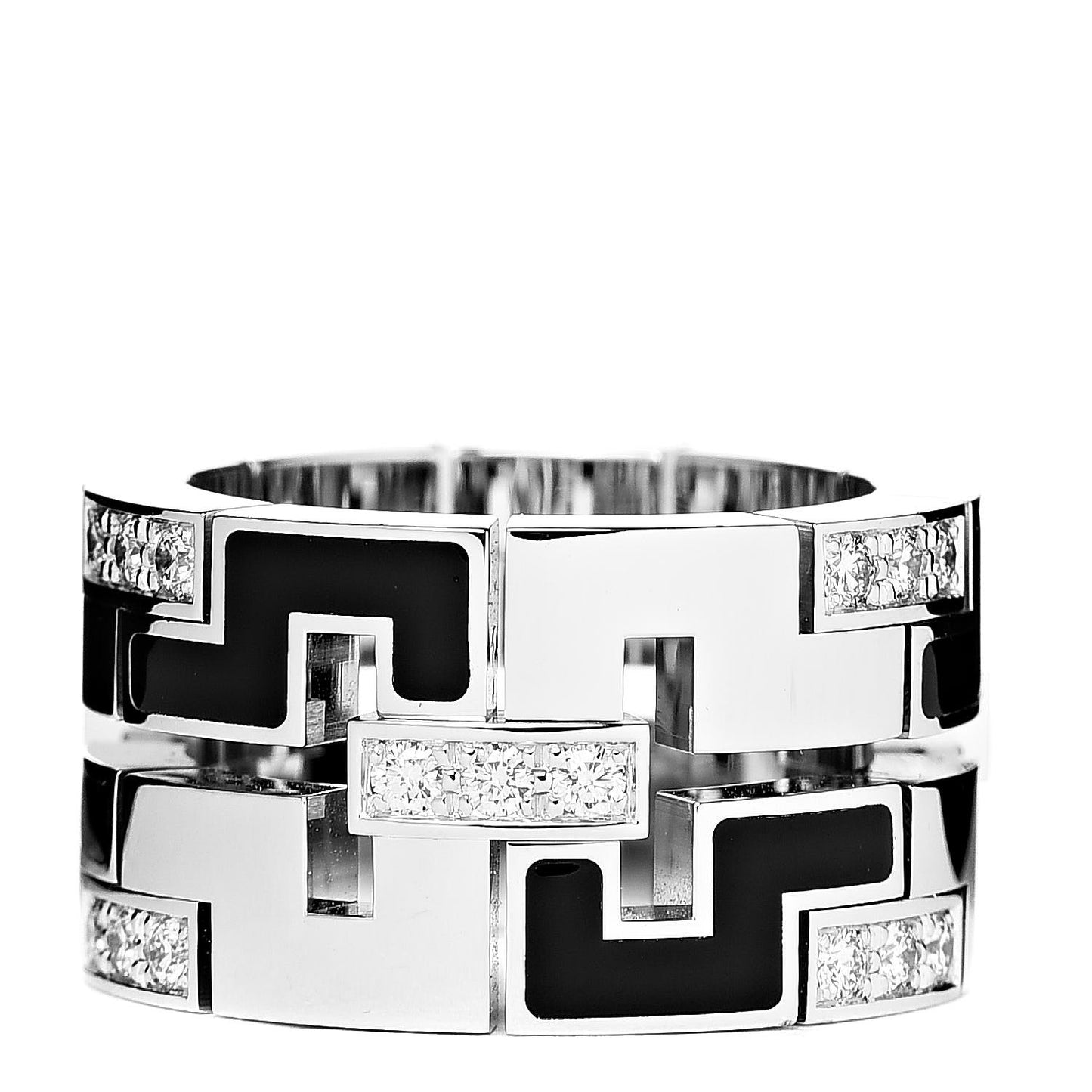 18K White Gold Enamel Diamond Le Baiser Du Dragon Ring 46 3.75