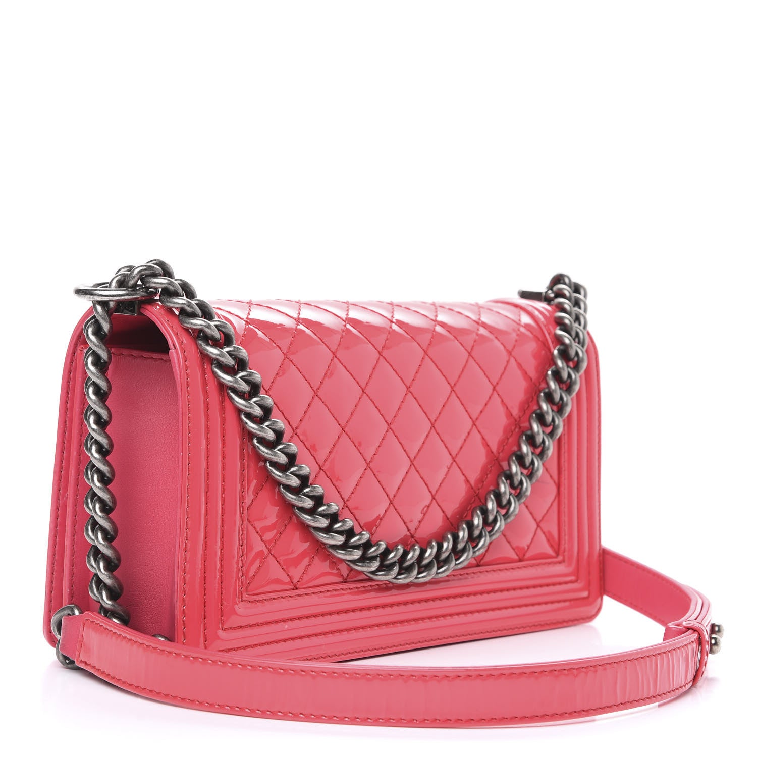 Chanel Patent Calfskin Enamel Quilted Medium Boy Flap Pink 3 of 17