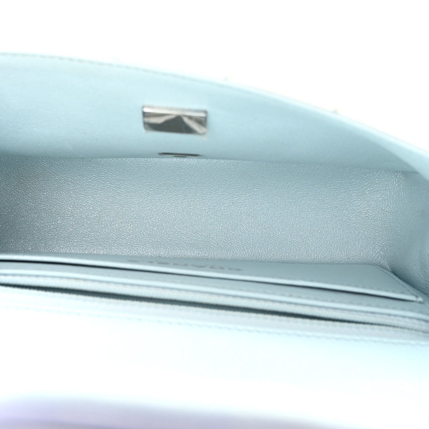 Perforated Lambskin Quilted Mini Rectangular Flap Light Blue Light Purple White