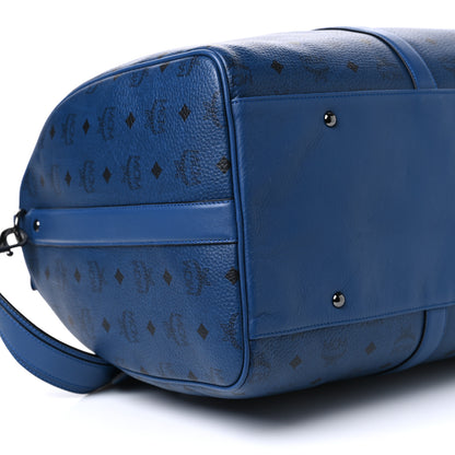MCM Visetos Large Traveler Weekender Bag Navy Blue 8 of 10