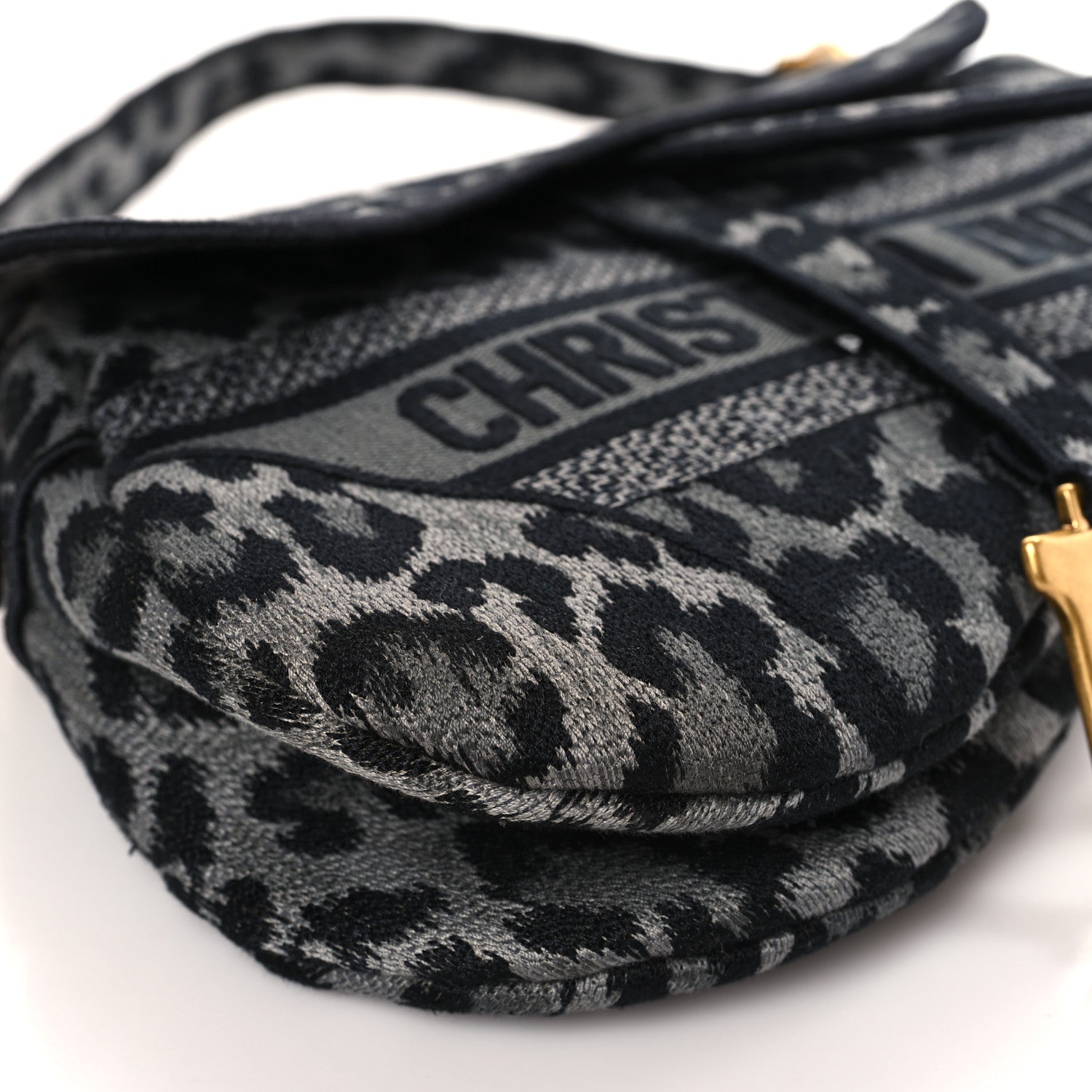 Christian Dior Canvas Mizza Embroidered Saddle Bag Gray 8 of 9