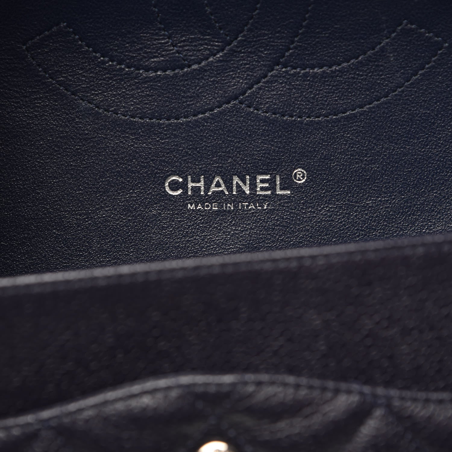 Chanel Caviar Quilted Jumbo Double Flap Navy Blue 7 of 10