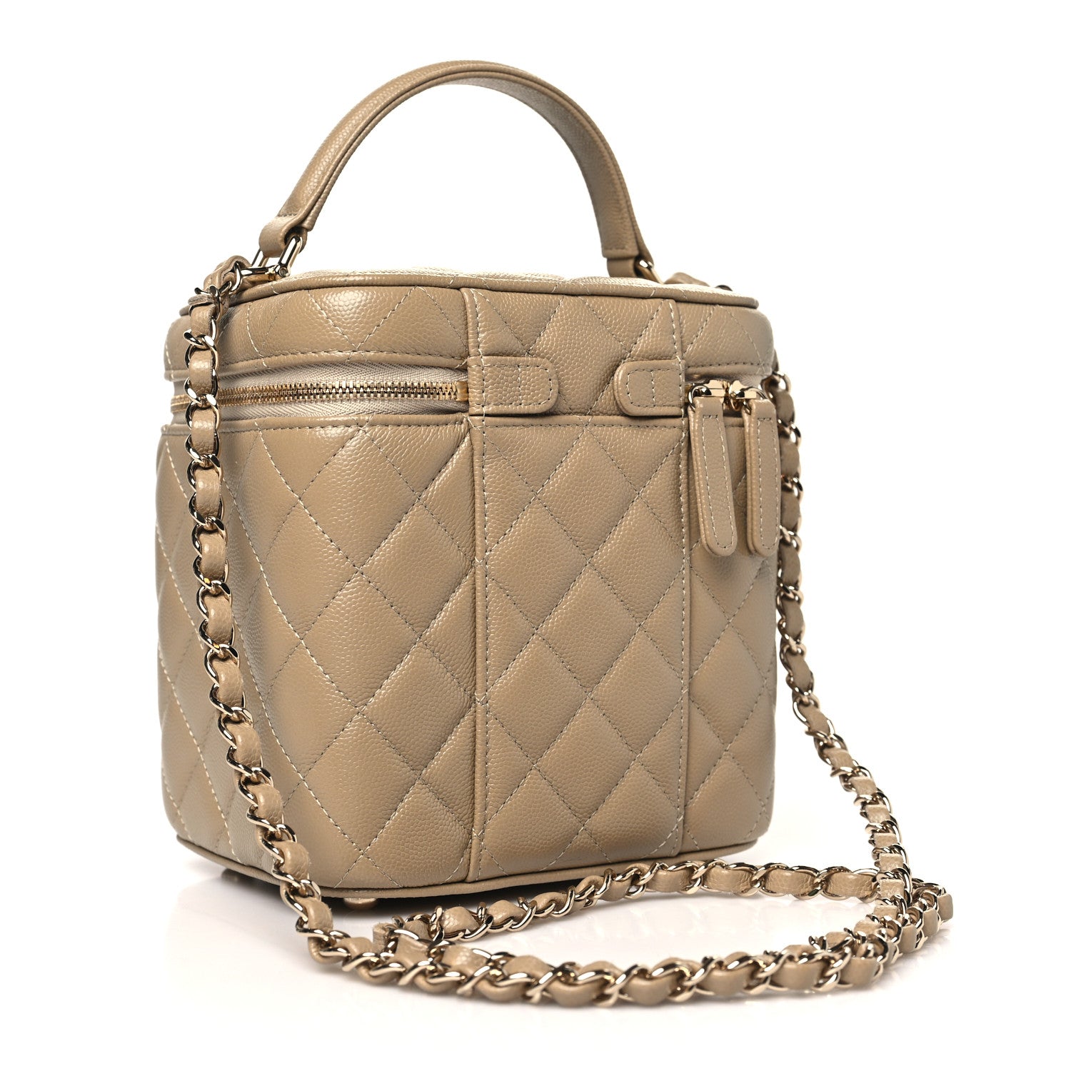 Chanel Caviar Quilted Small Top Handle Vanity Case With Chain Dark Beige 3 of 10