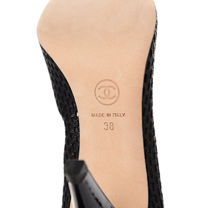 Chanel Mesh CC Pearl Pumps 38 Black 7 of 10