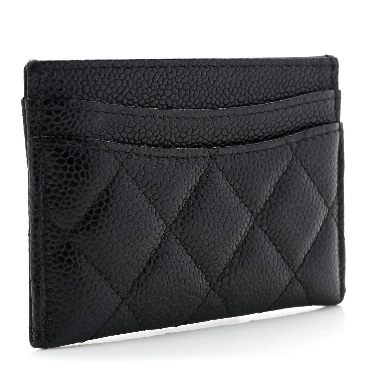 Caviar Quilted Card Holder Black