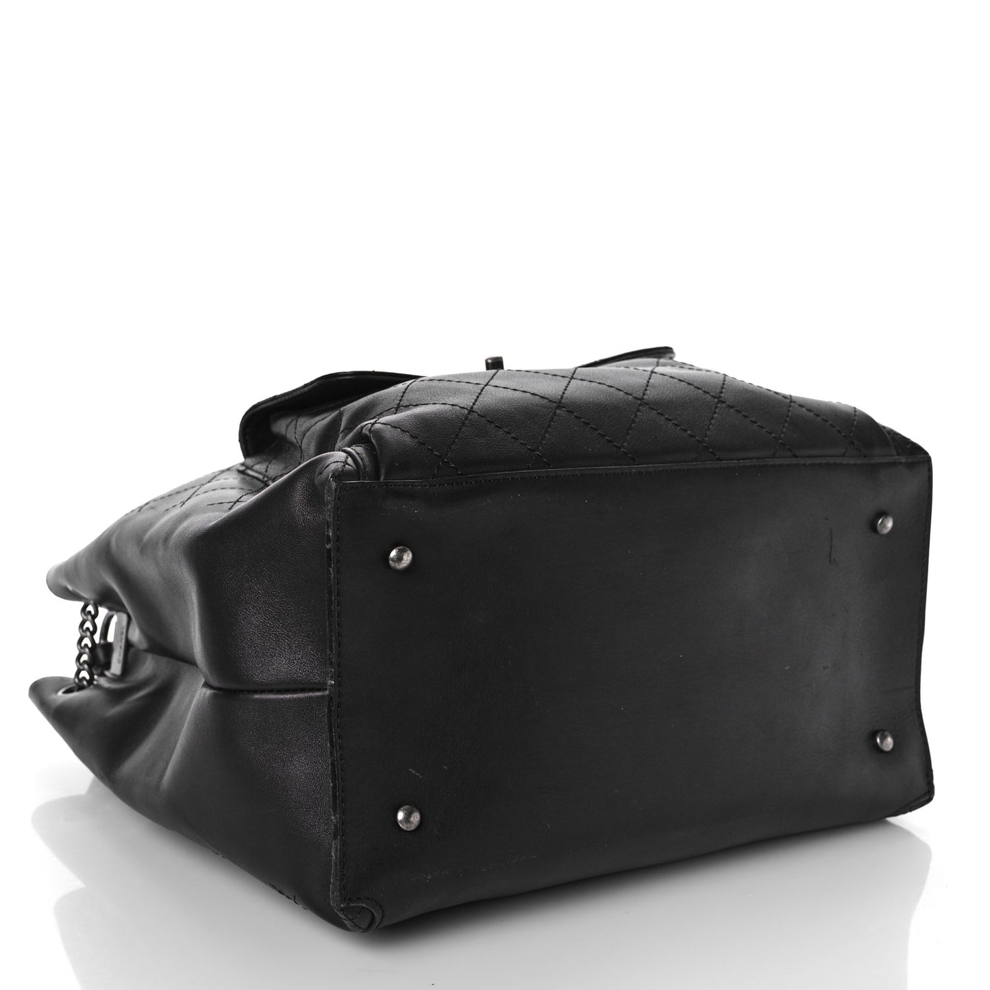 Calfskin Stitched Large Urban Luxury Drawstring Backpack Black