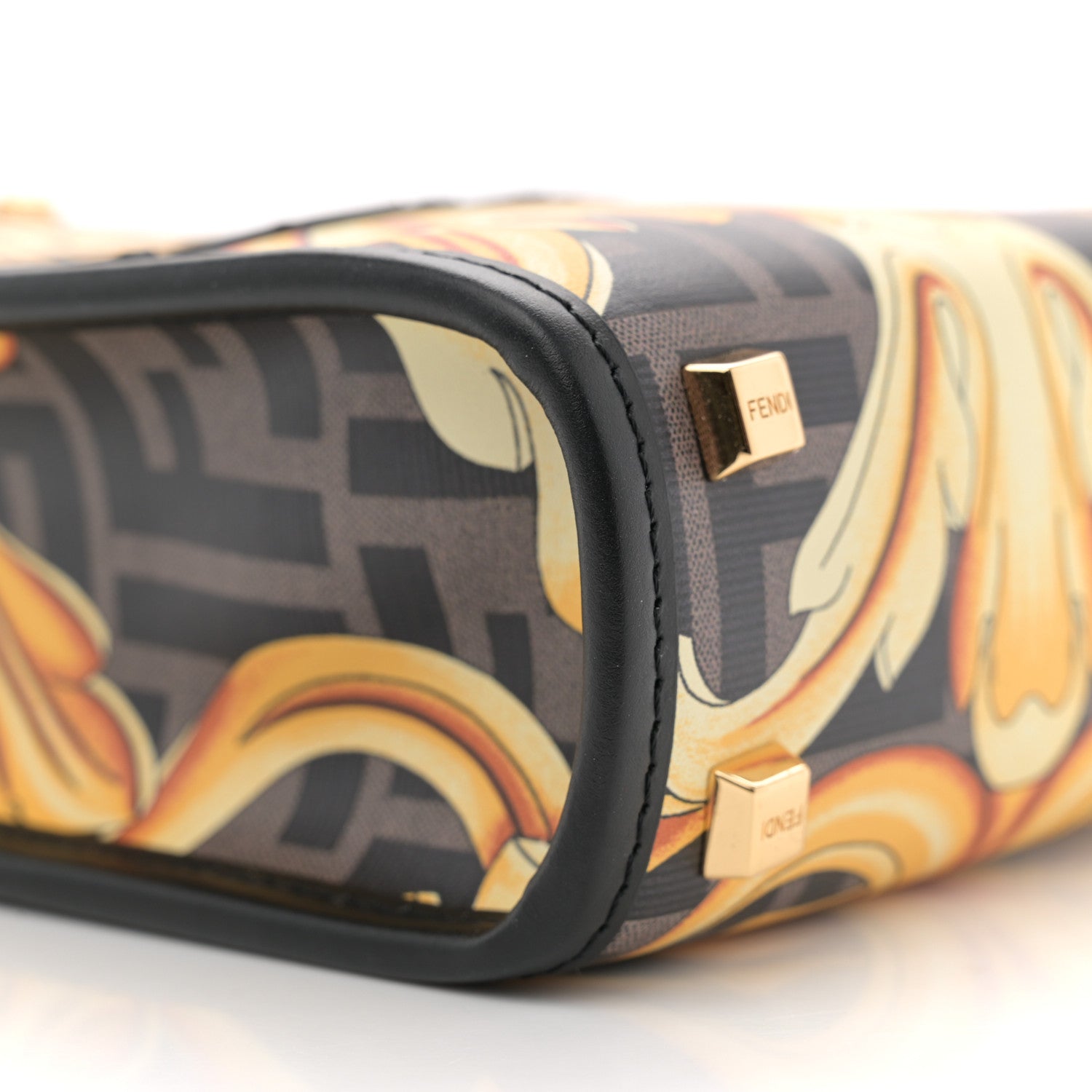 Fendi X VERSACE Vitello King Catalan Mirror Plexiglass Fendace FF Baroque Logo Mini Fendi Sunshine Shopper Tote Black Gold 9 of 11