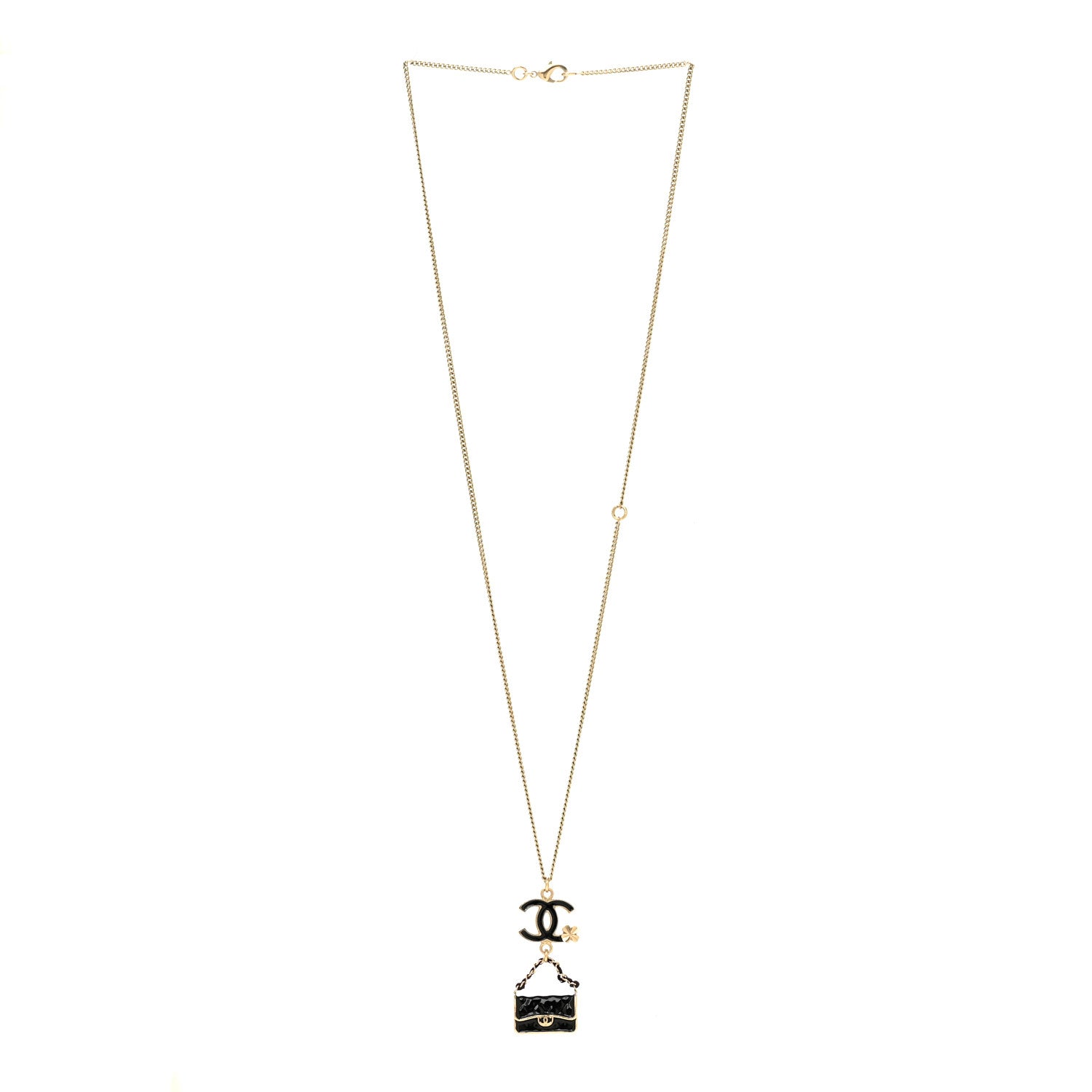 Chanel Enamel Charming Chic Classic Flap CC Charm Necklace Black 3 of 6