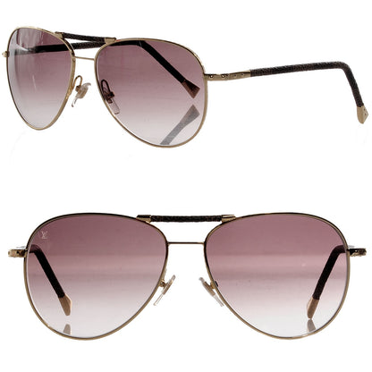 Louis Vuitton Damier Ebene Conspiration Pilote Sunglasses Z0202U Gold 1 of 5