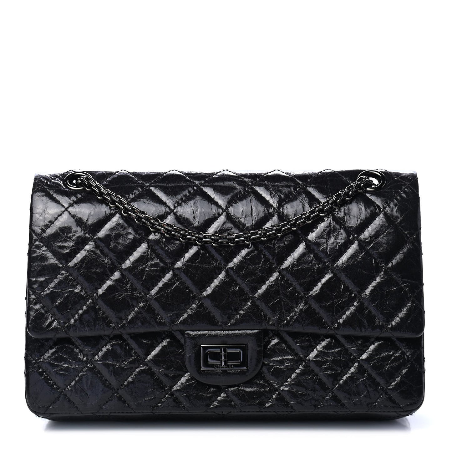 Glazed Calfskin Quilted 2.55 Reissue 226 Flap So Black