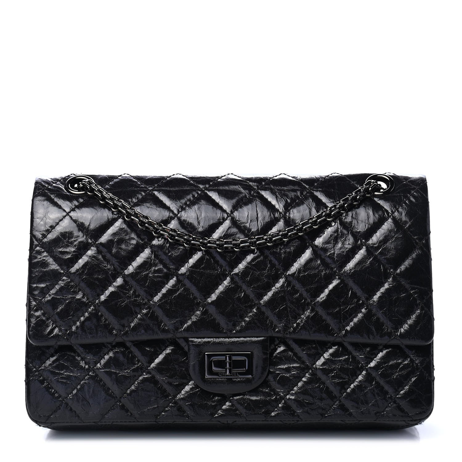 Chanel Glazed Calfskin Quilted 2.55 Reissue 226 Flap So Black 1 of 6