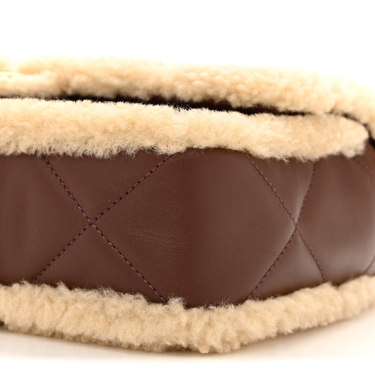 Chanel Shearling Lambskin Quilted Furry Coco Flap Beige Dark Brown 10 of 11