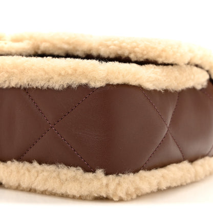 Chanel Shearling Lambskin Quilted Furry Coco Flap Beige Dark Brown 10 of 11