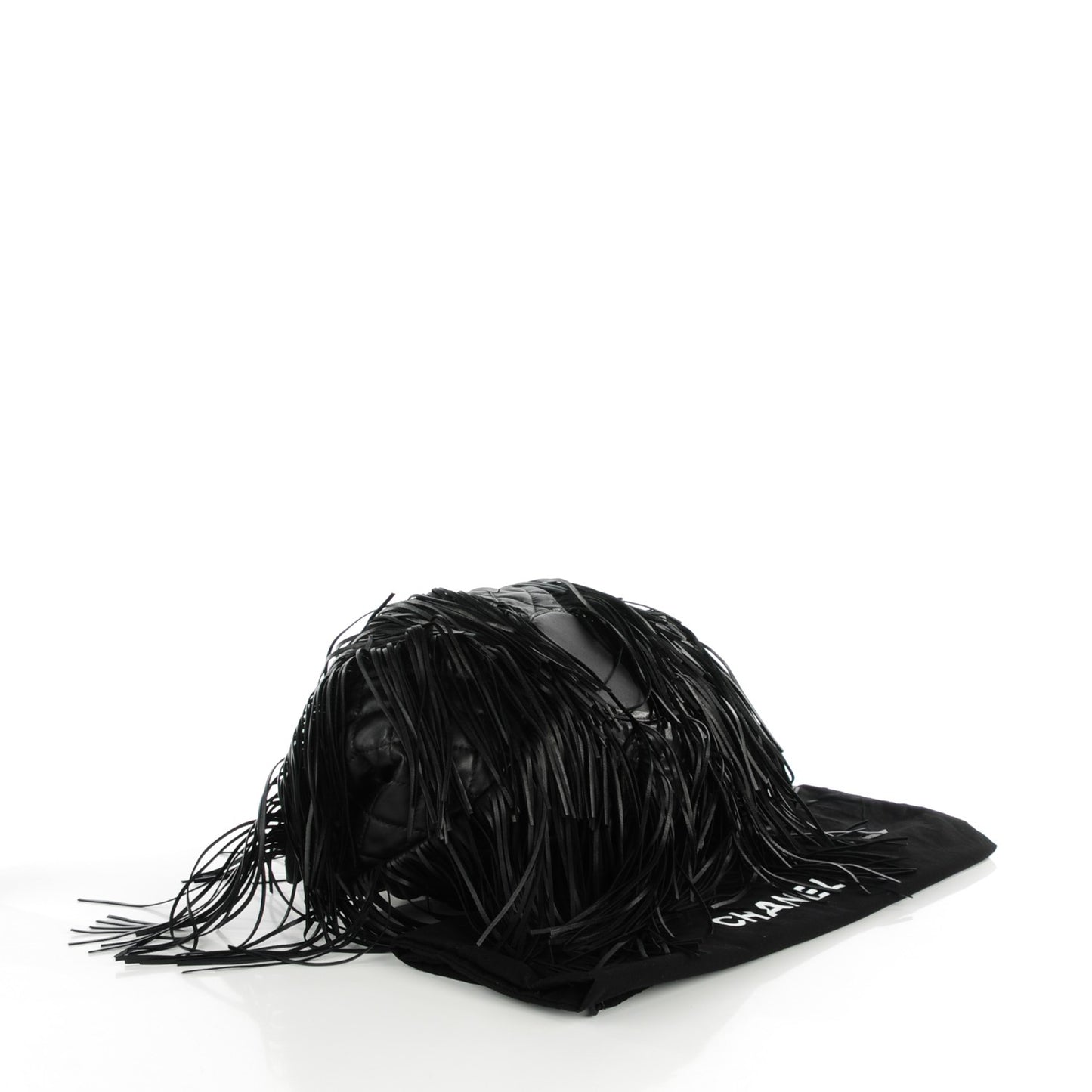 Lambskin Quilted Western Baluchon Fringe Bag Black