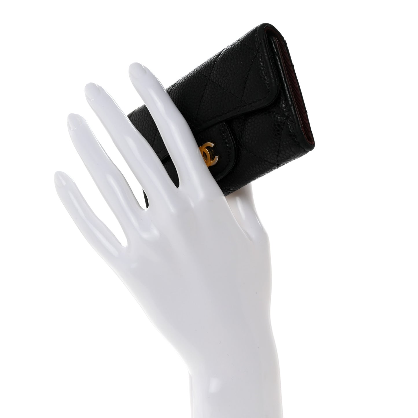 Caviar Quilted 6 Key Holder Black