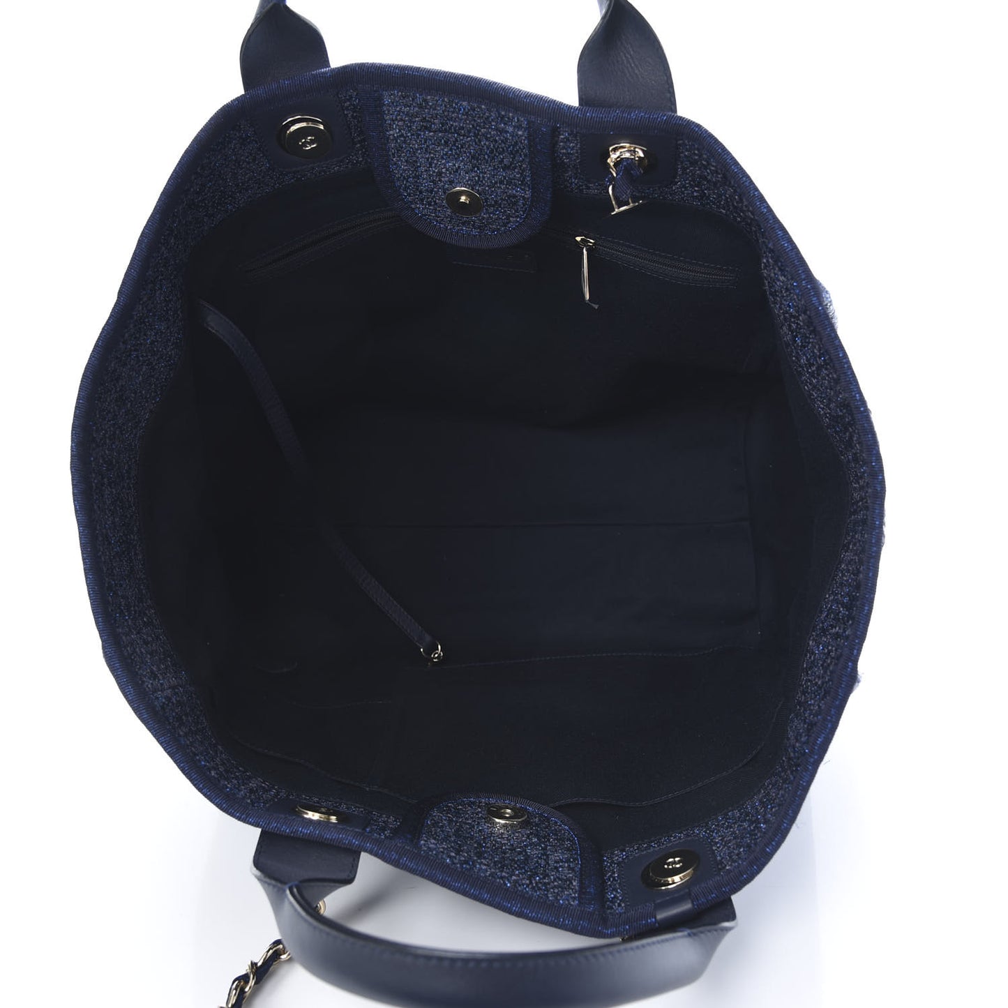Lurex Canvas Medium Deauville Tote Navy Blue