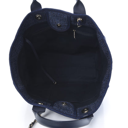 Chanel Lurex Canvas Medium Deauville Tote Navy Blue 4 of 9