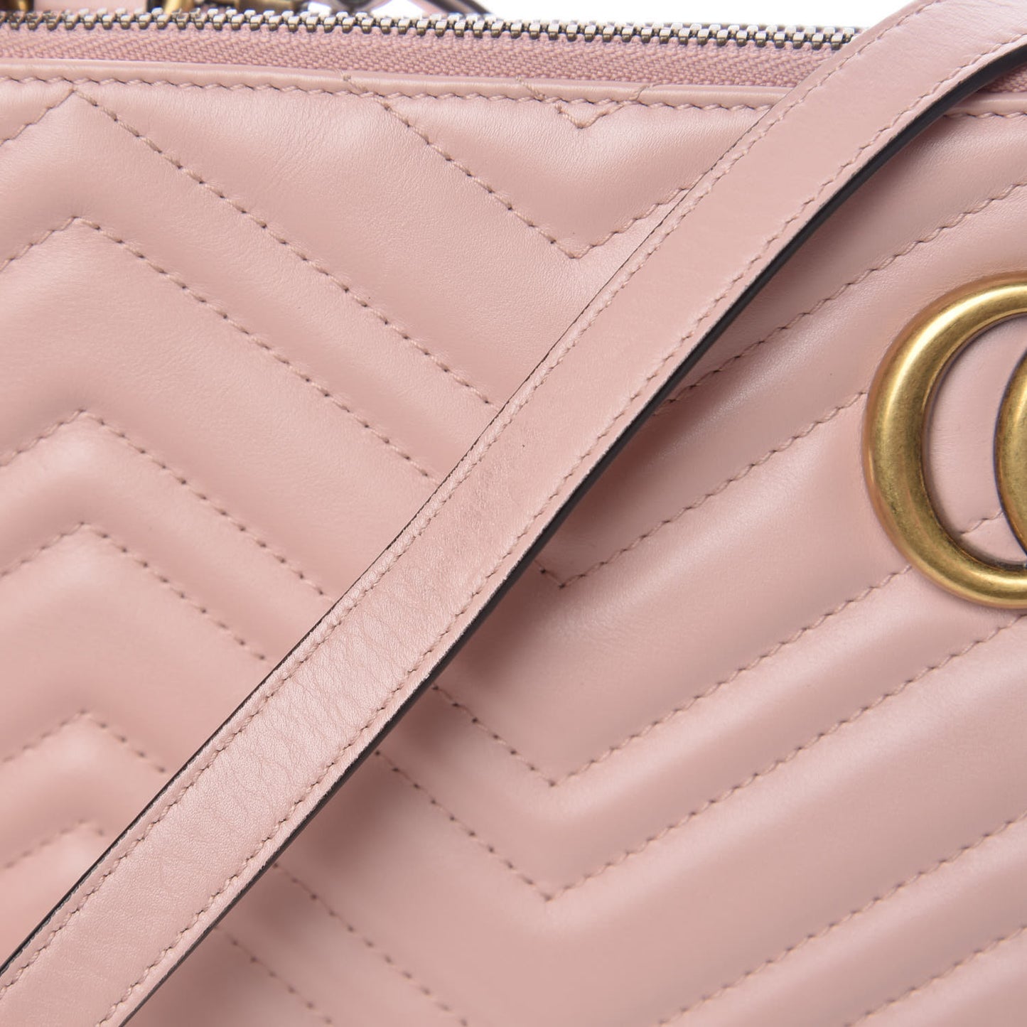 Calfskin Matelasse GG Marmont Double Zip Chain Bag Perfect Pink