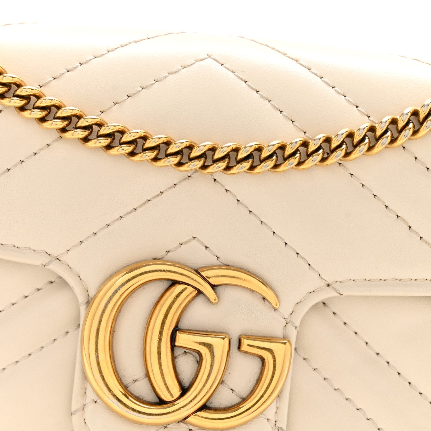 Gucci Calfskin Matelasse Super Mini GG Marmont Shoulder Bag White 13 of 14