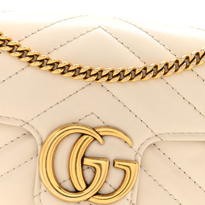 Gucci Calfskin Matelasse Super Mini GG Marmont Shoulder Bag White 13 of 14