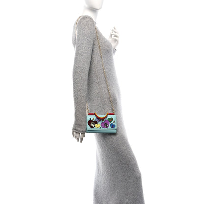 Dolce & Gabbana Calfskin Hearts Crystals Mini Miss Sicily Chain Phone Case Wallet Azzuro Chiapo 2 of 9