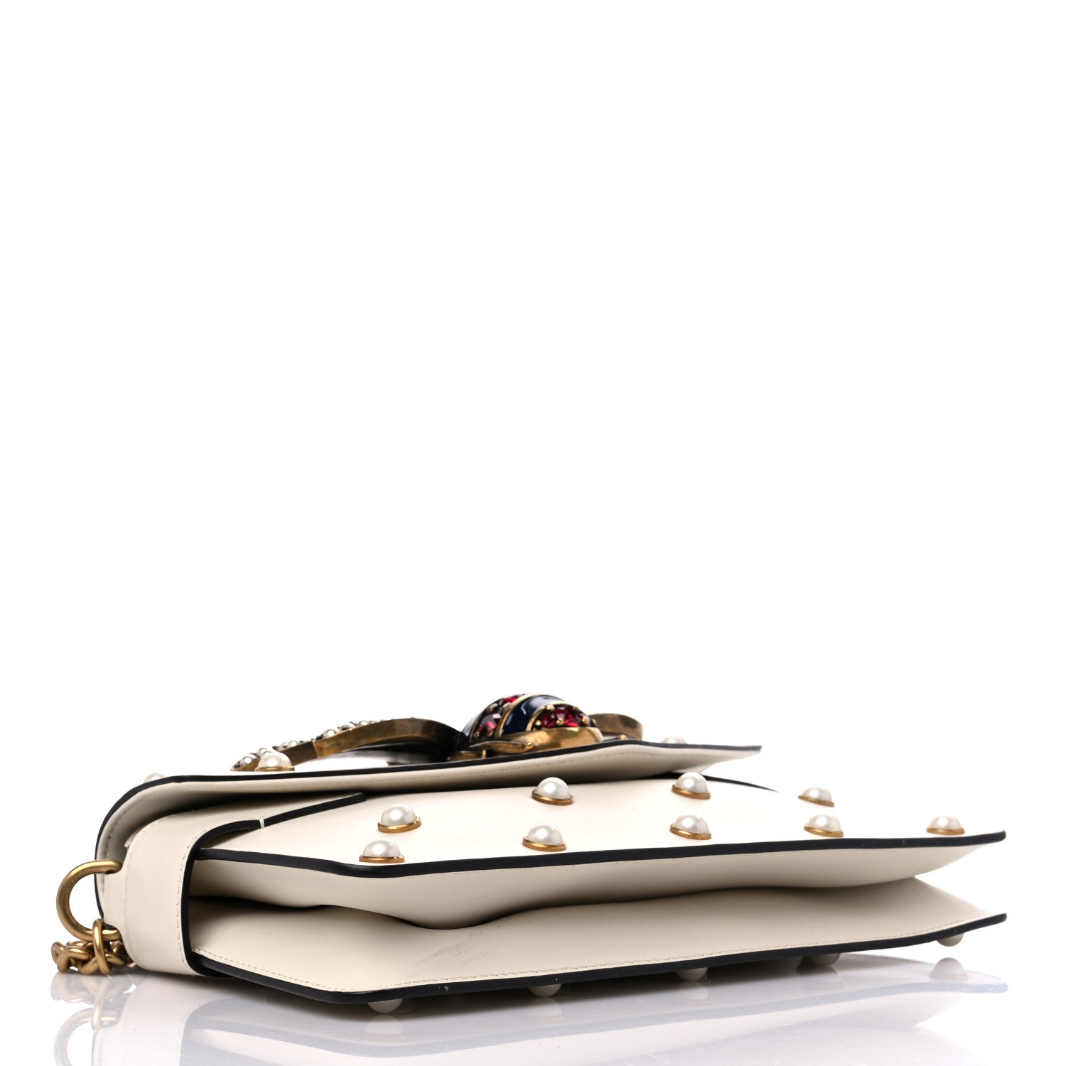 Gucci Nappa Pearl Studded Mini Queen Margaret Broadway Shoulder Bag Mystic White 4 of 14