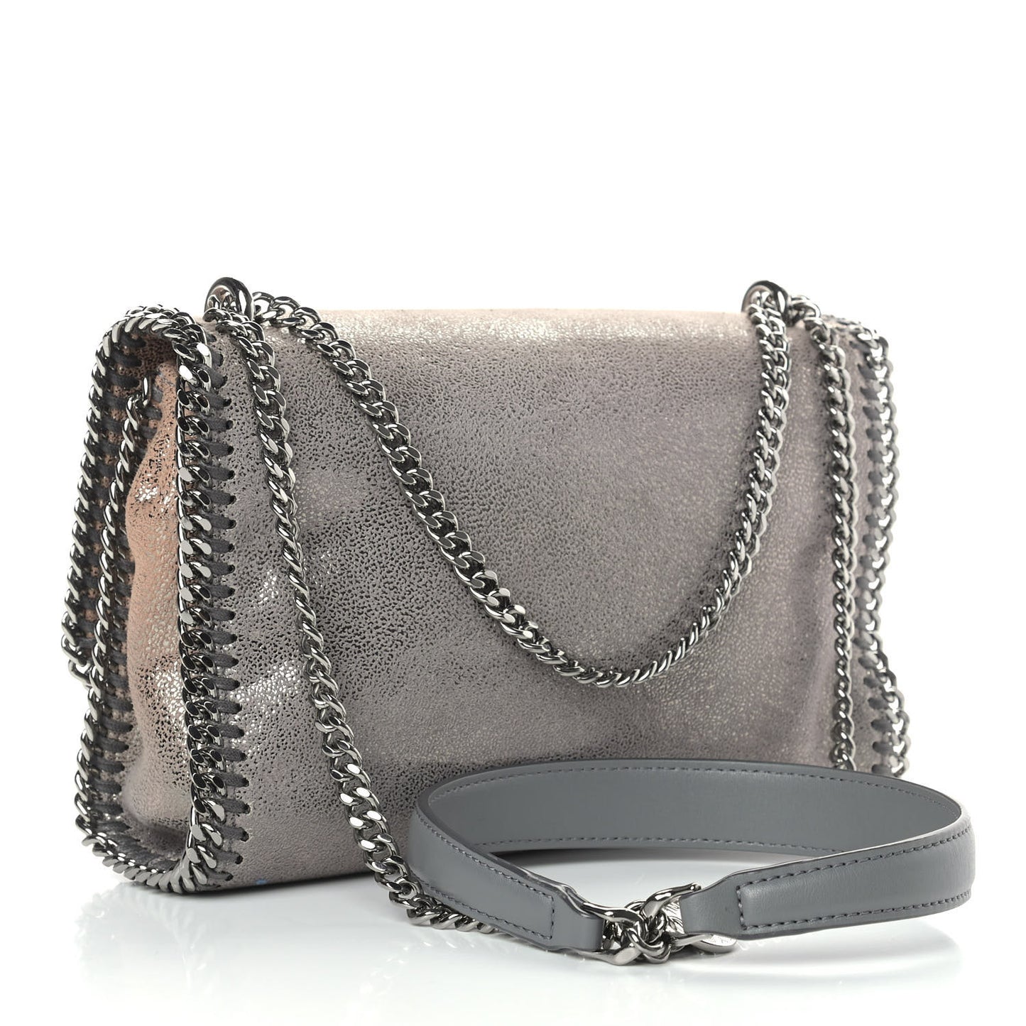Metallic Shaggy Deer Falabella Messenger Grey Taupe