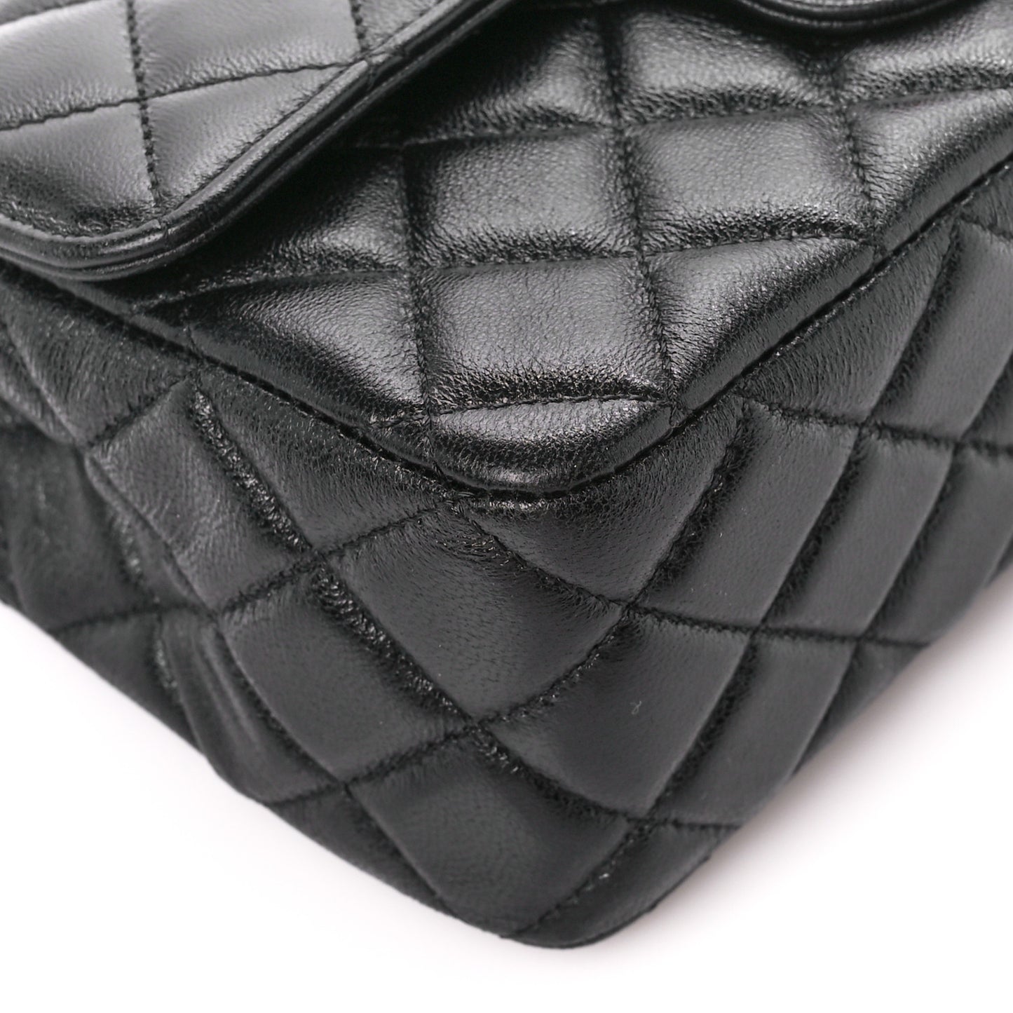 Lambskin Quilted Mini Strass On Top Flap Black