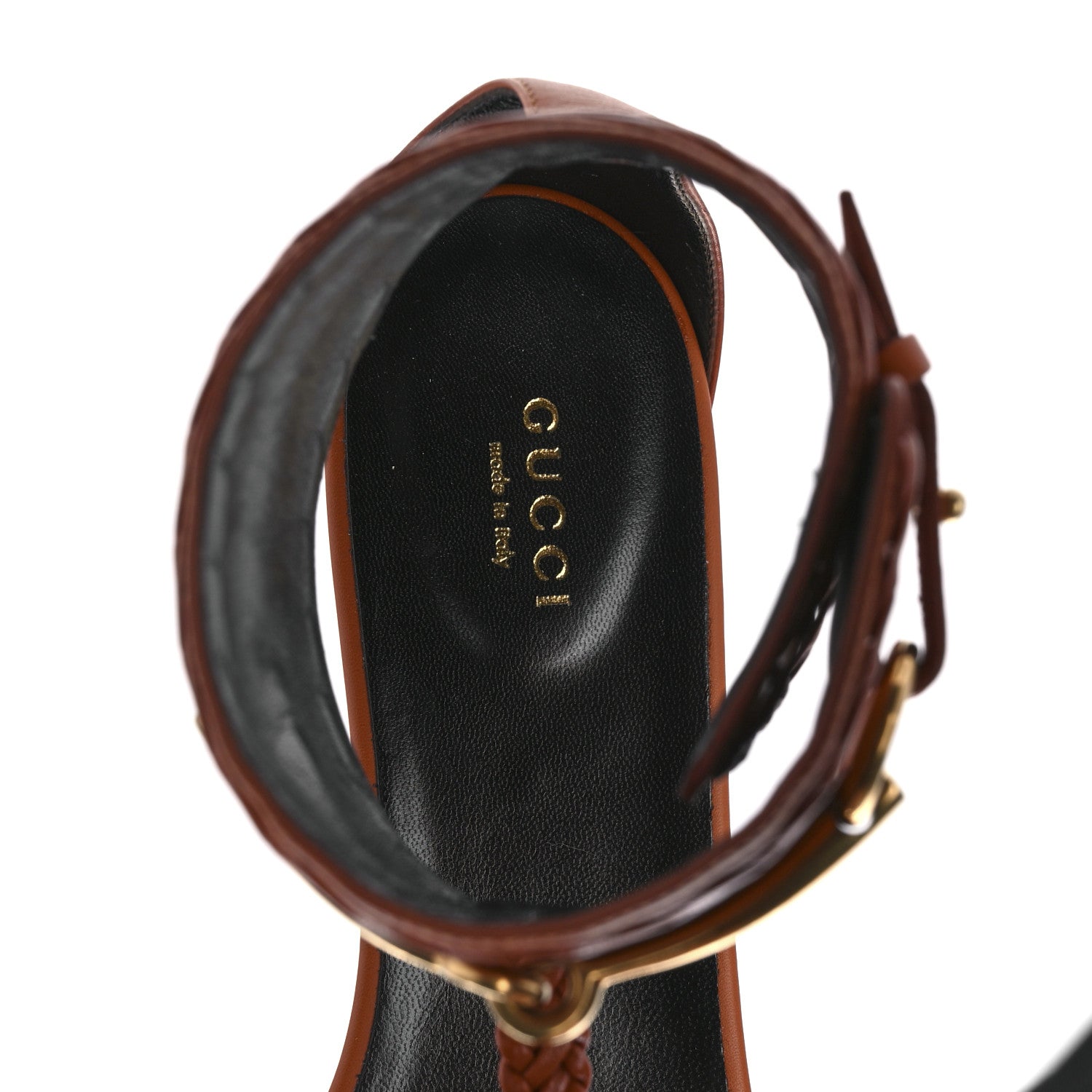 Gucci Calfskin Braided Horsebit Sandals 40 Cognac 7 of 7