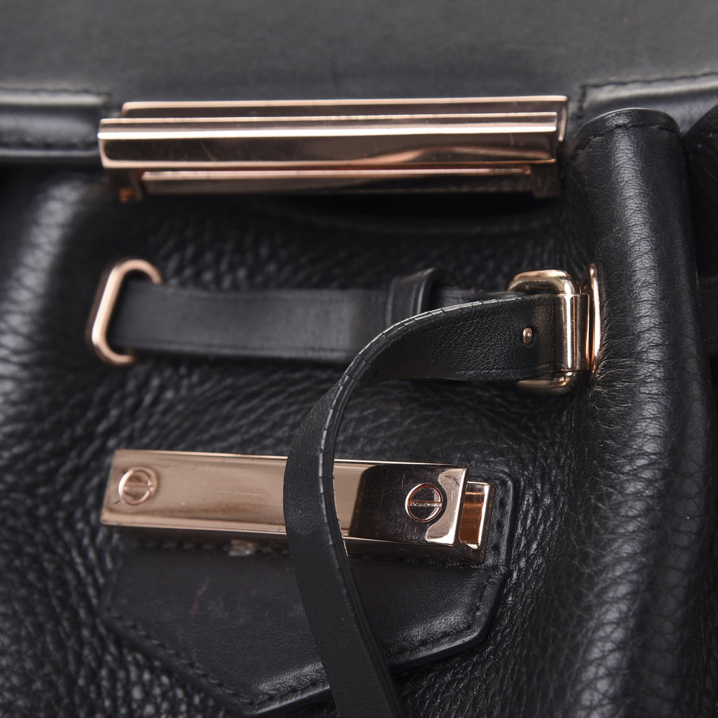 Pebbled Calfskin Prisma Skeletal Backpack Black Rose Gold Hardware