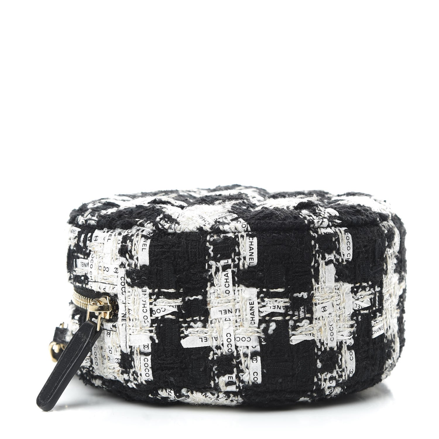 Chanel Tweed Round Clutch With Chain Black White 4 of 10