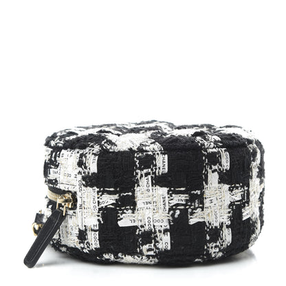 Chanel Tweed Round Clutch With Chain Black White 4 of 10