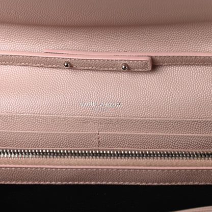 Saint Laurent Grain De Poudre Matelasse Chevron Monogram Chain Wallet Washed Light Pink 8 of 10