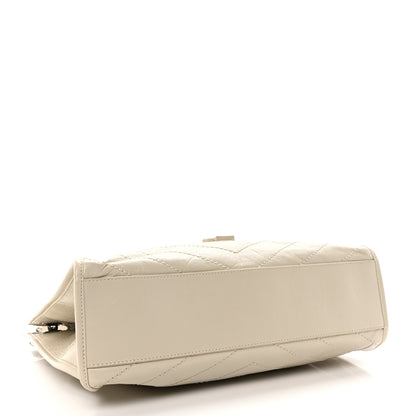 Saint Laurent Crinkled Calfskin Matelasse Monogram Medium Niki Shopper Tote Crema Soft 4 of 9