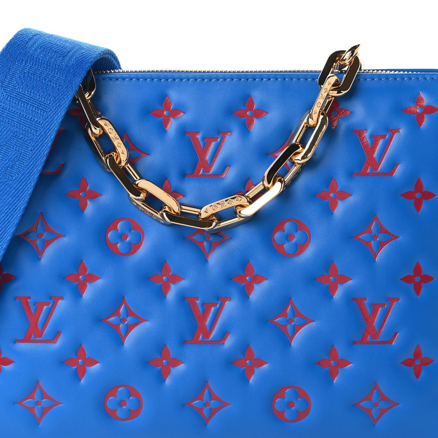 Lambskin Embossed Monogram Vuittamins Coussin PM Blue Red