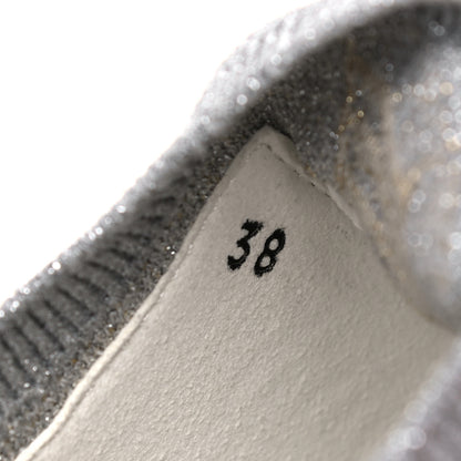 Hermes Metallic Knit Calfskin Suede Goatskin Bi-Color Womens Addict Sneakers 38 Multicolor Gris Argent 8 of 16