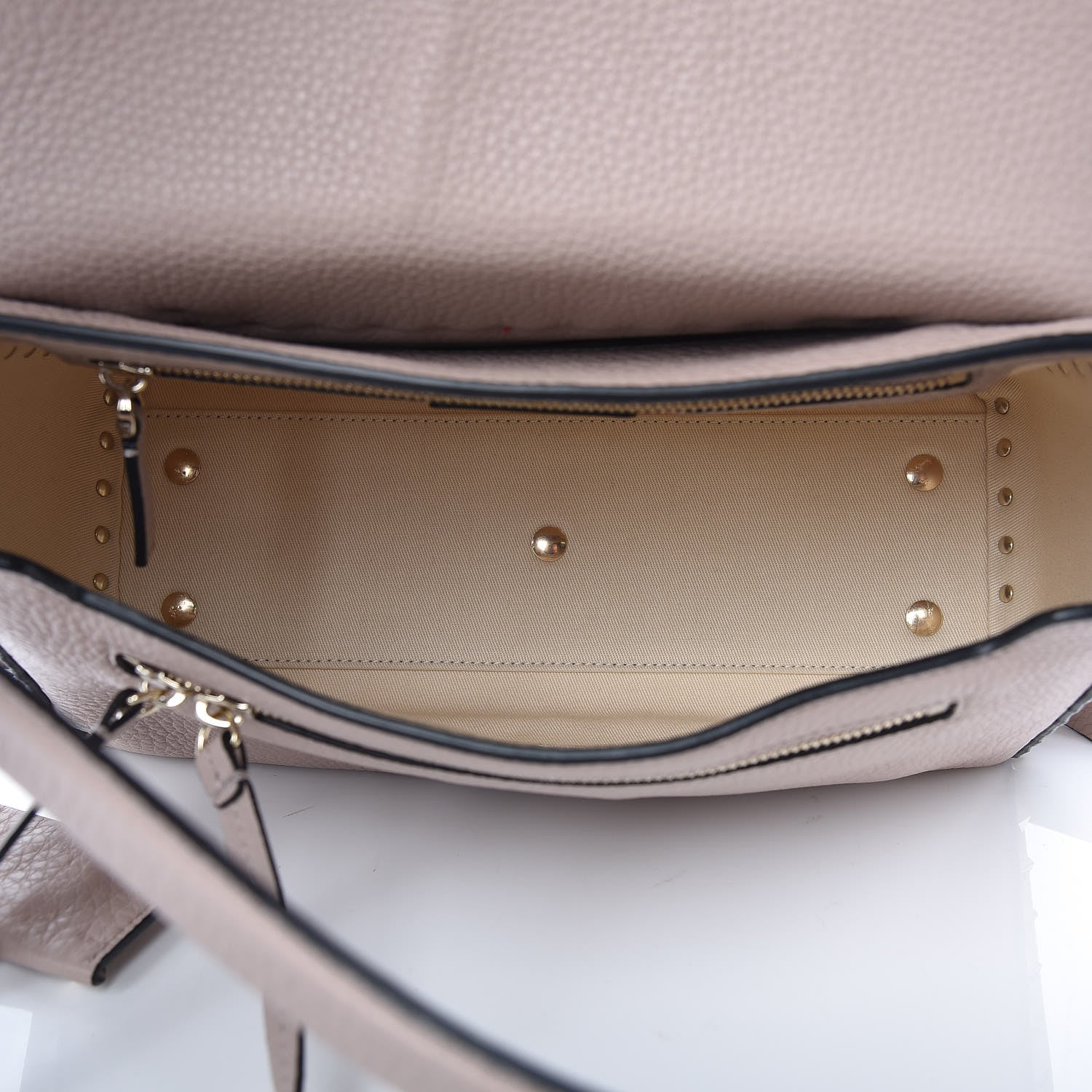 Valentino Garavani Pebbled Calfskin Rockstud Top Handle Shoulder Bag Poudre 6 of 12