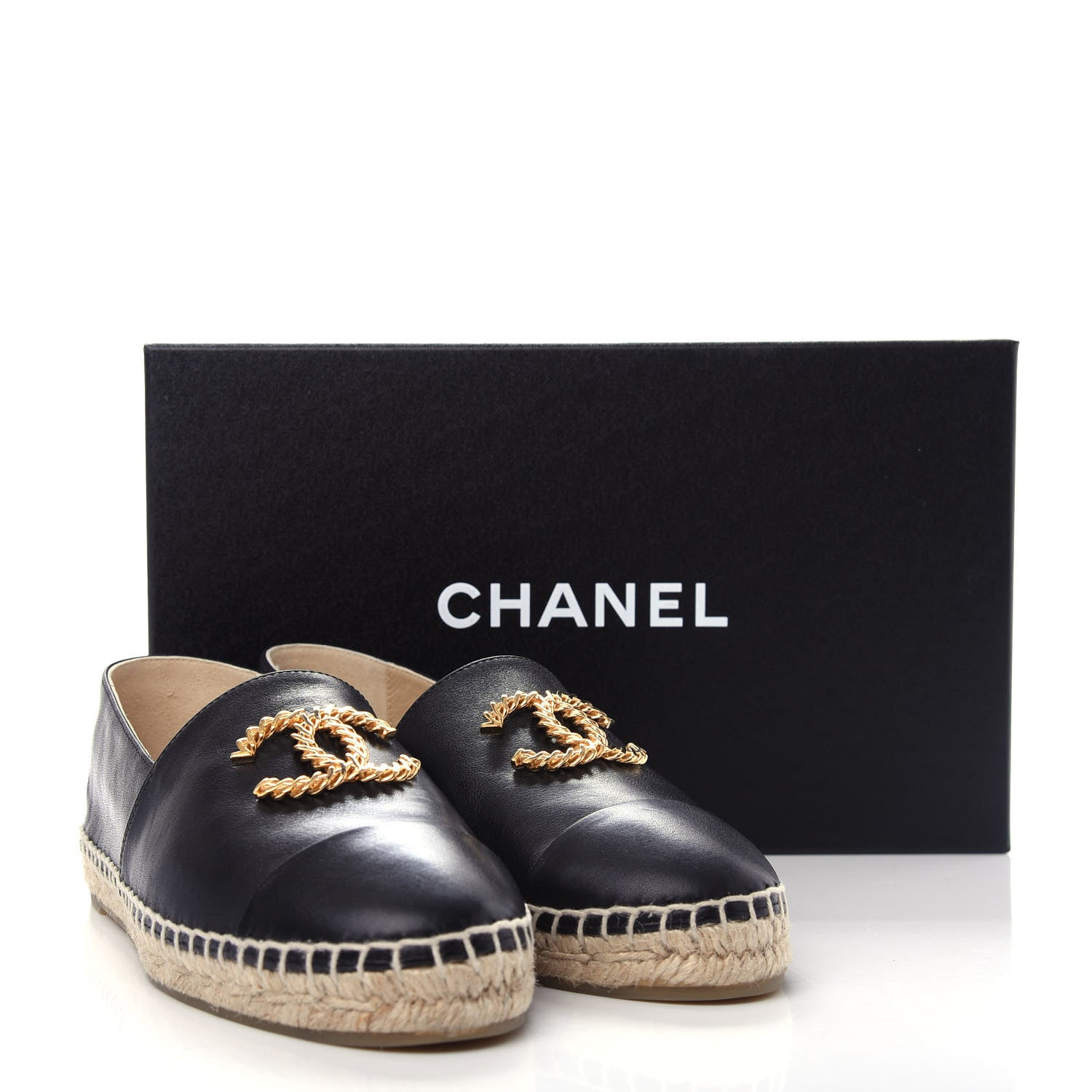 Chanel Calfskin Chain CC Espadrilles 38 Black 11 of 11