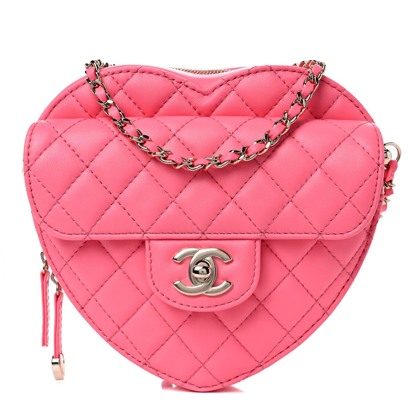 Lambskin Quilted CC In Love Heart Bag Pink