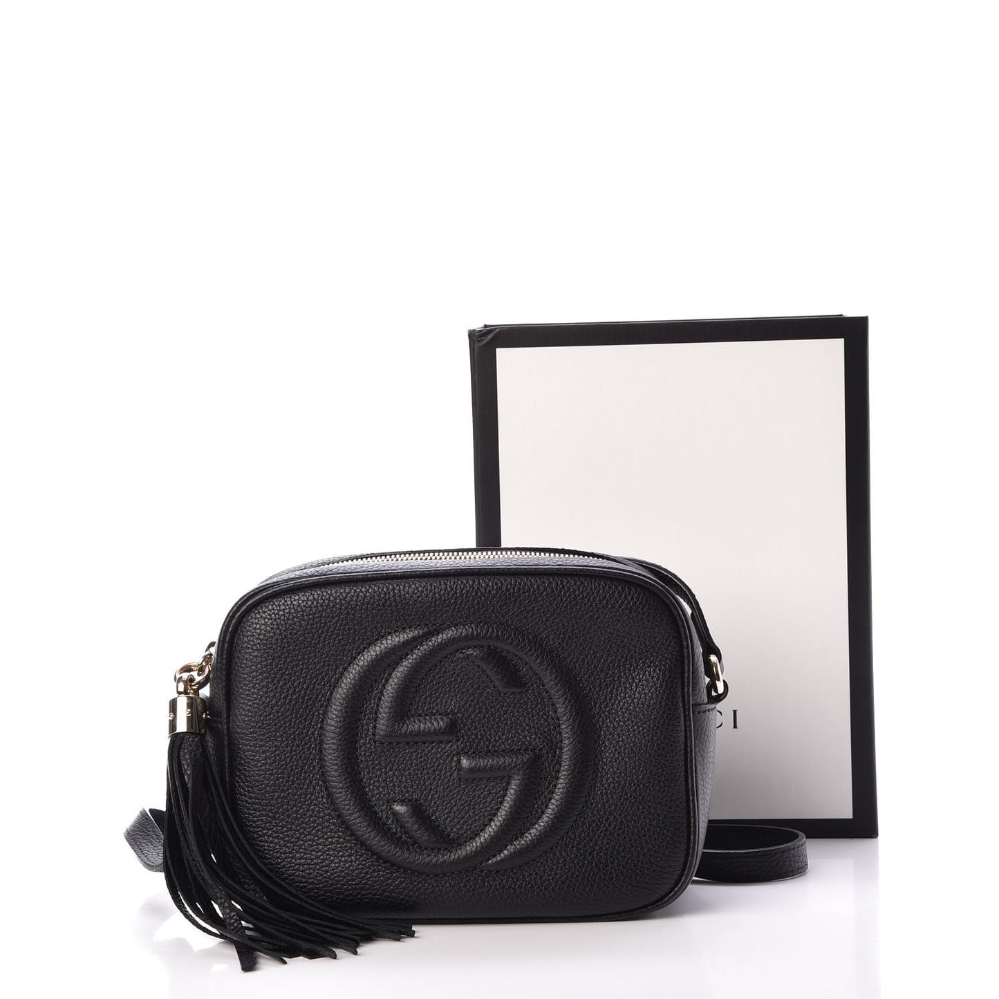 Pebbled Calfskin Small Soho Disco Bag Black