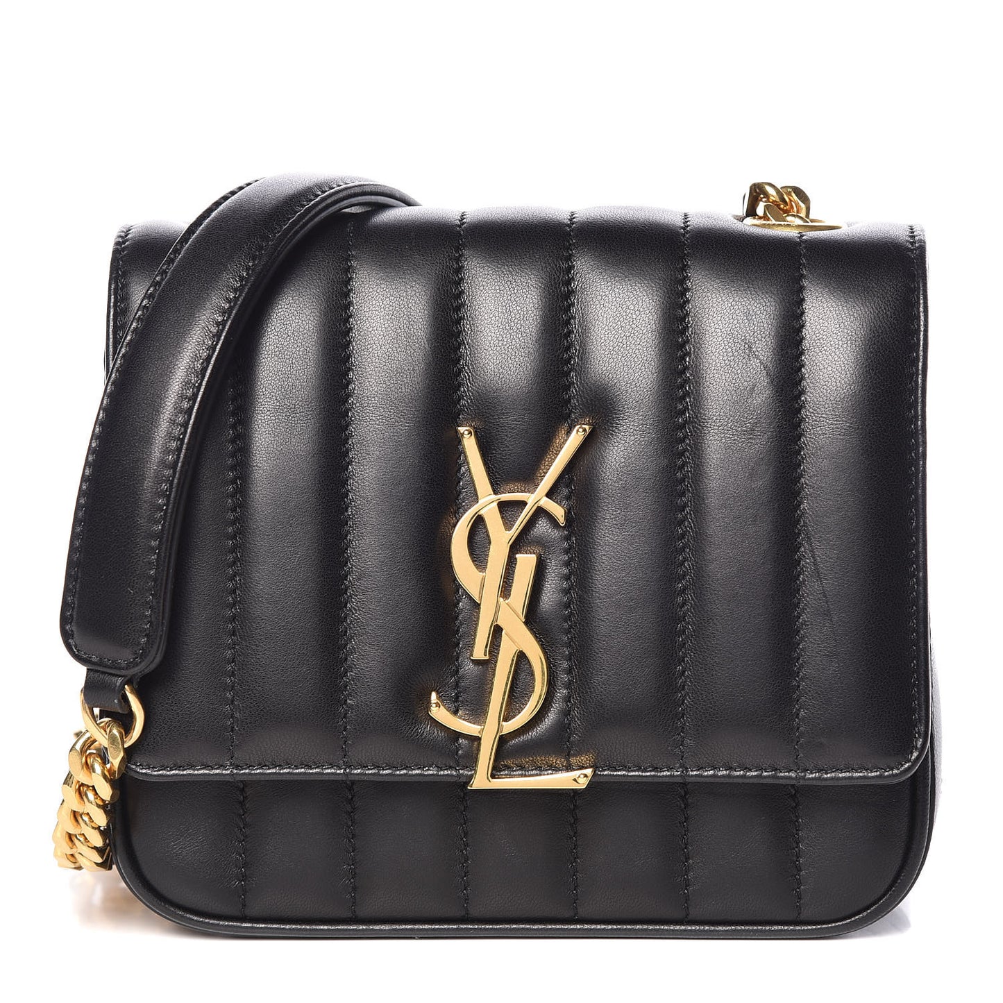 Lambskin Matelasse Monogram Small Vicky Chain Bag Black