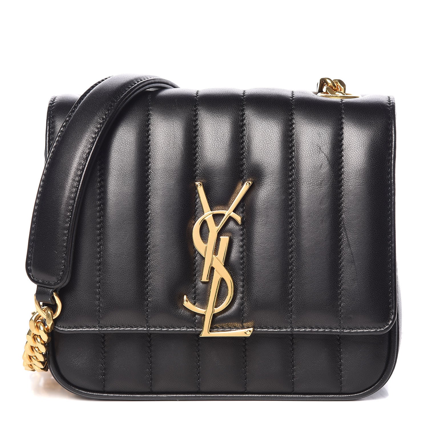 Saint Laurent Lambskin Matelasse Monogram Small Vicky Chain Bag Black 1 of 12