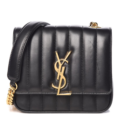 Saint Laurent Lambskin Matelasse Monogram Small Vicky Chain Bag Black 1 of 12