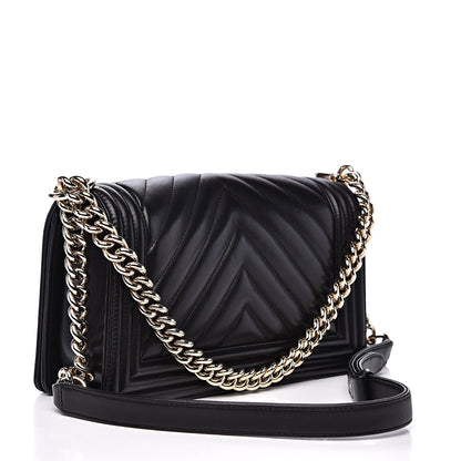 Chanel Calfskin Chevron Quilted Medium Boy Flap Black 2 of 14