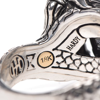 John Hardy Sterling Silver 18K Yellow Gold Hematite Naga Dragon Head Ring 57 8 6 of 7