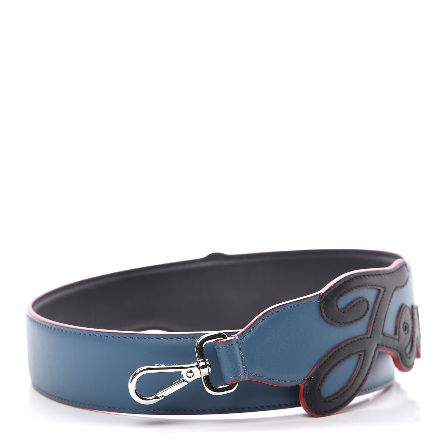 Fendi Vitello Century Elaphe Open Your Heart Bi-Color Strap You Balena Black 1 of 5