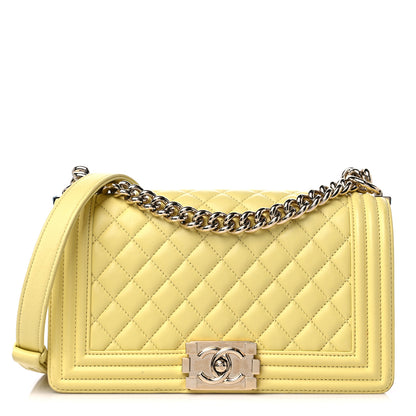 Chanel Lambskin Quilted Medium Boy Flap Yellow 1 of 17