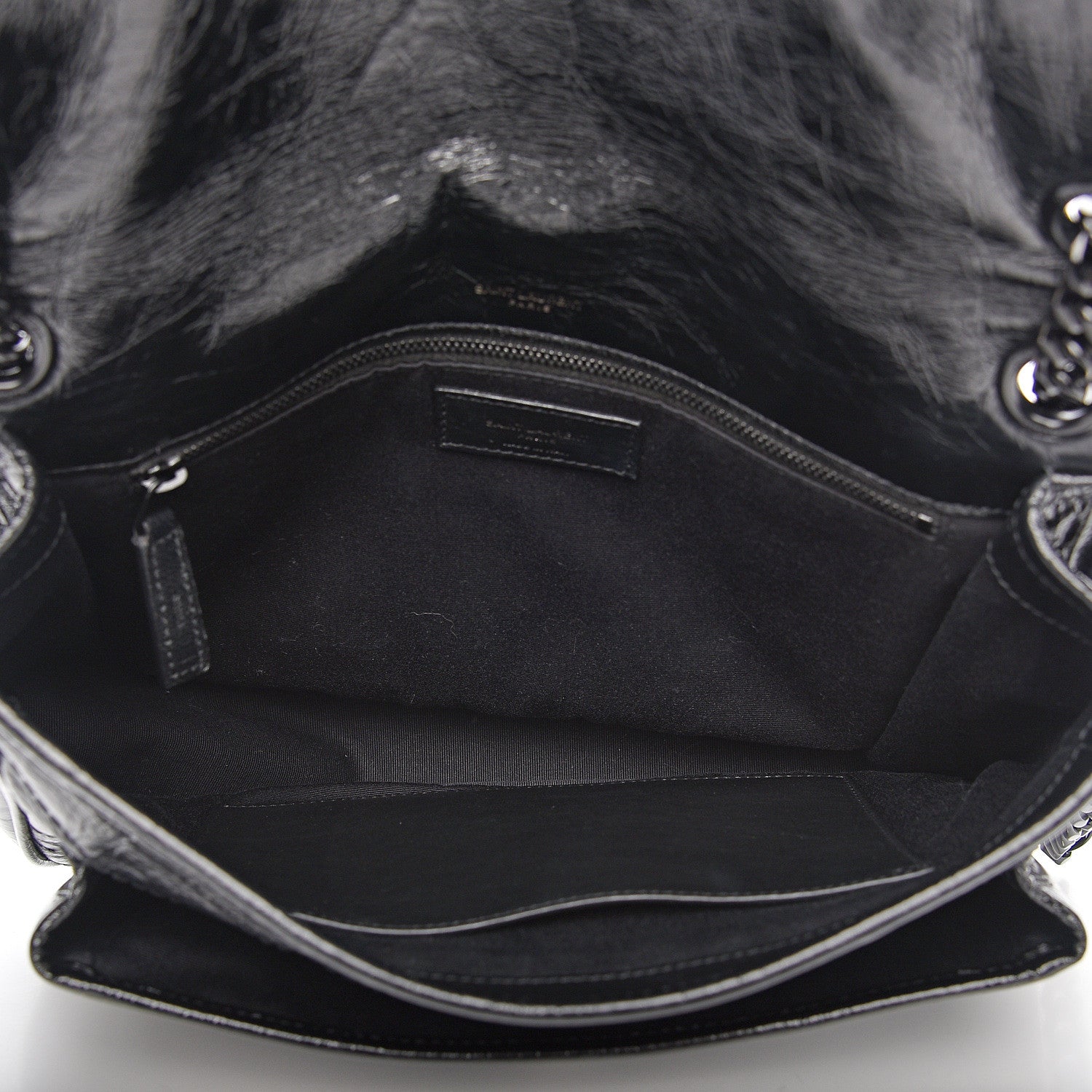 Saint Laurent Crinkled Calfskin Matelasse Monogram Medium Niki Chain Satchel Black 4 of 9
