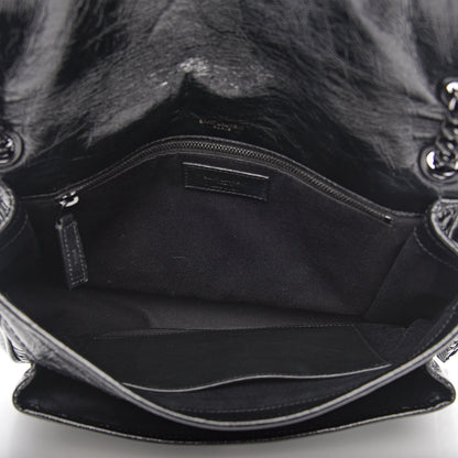 Saint Laurent Crinkled Calfskin Matelasse Monogram Medium Niki Chain Satchel Black 4 of 9